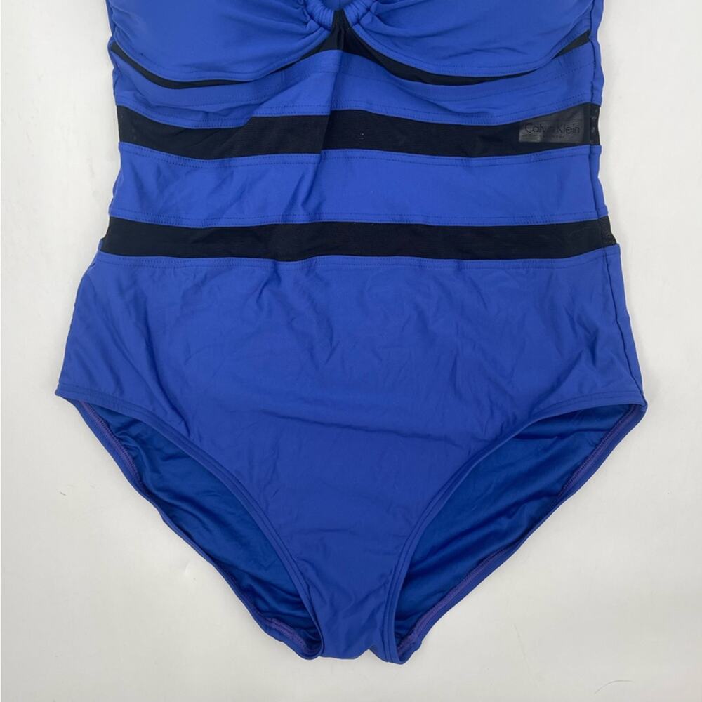 CALVIN KLEIN Swimsuit Color Block Mesh Bandeau Neck Tie Swim Beach Size 12 NWT - Picture 7 of 14